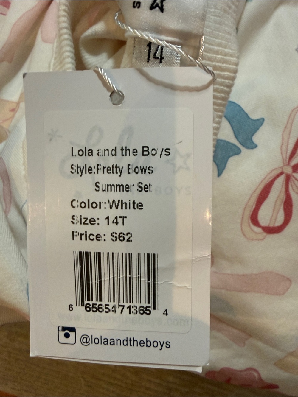 Lola and the Boys White Bow Print Pajama Set - Pink & Pastel Bows size 14 - Picture 7 of 17
